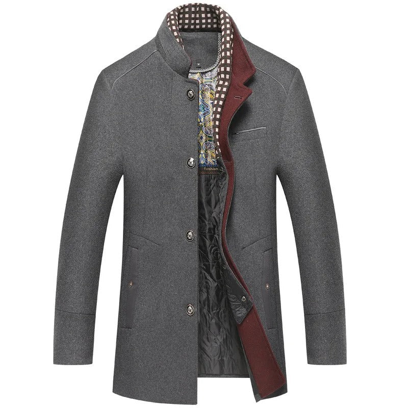 Heren Elegante Winterjas met Sjaal en Slanke Pasvorm Grijs