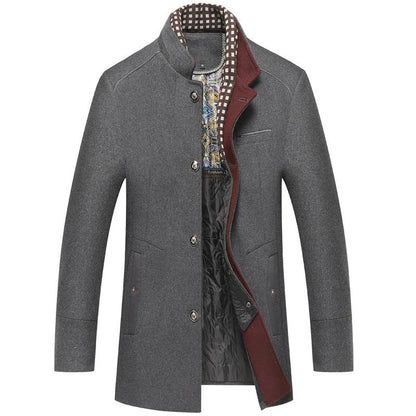 Heren Elegante Winterjas met Sjaal en Slanke Pasvorm Grijs