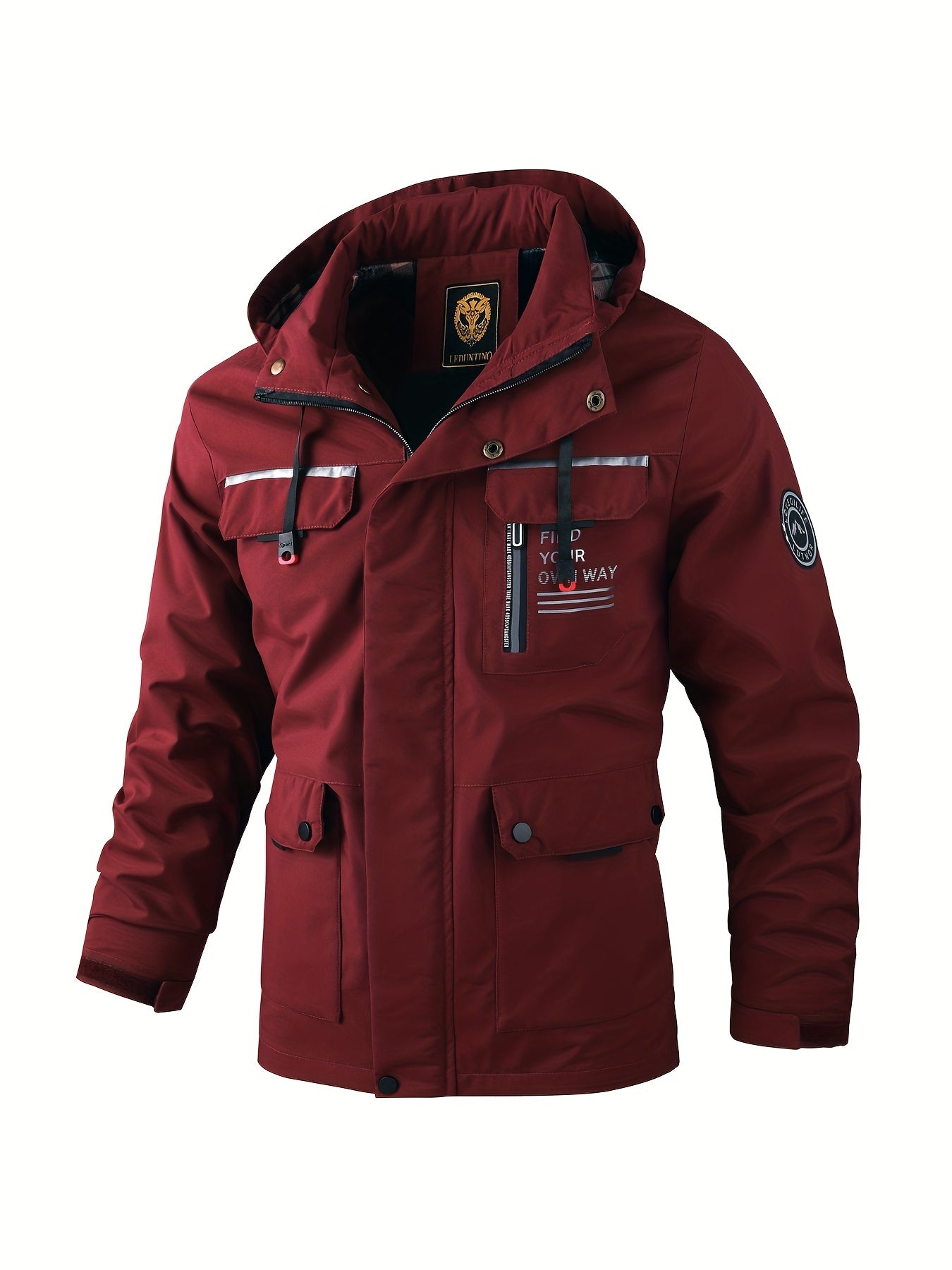 Heren Winterjas met Capuchon - Skijas Bordeauxrood