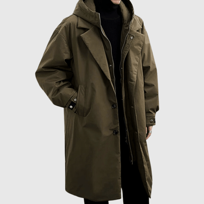 Heren Lange Parka Winterjas Olijfgroen