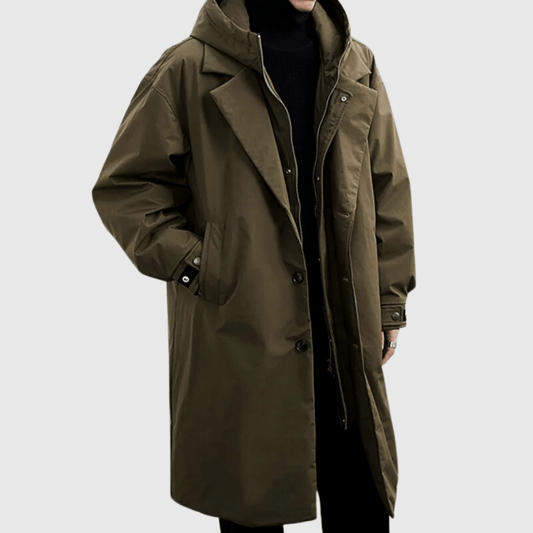 Heren Lange Parka Winterjas Olijfgroen