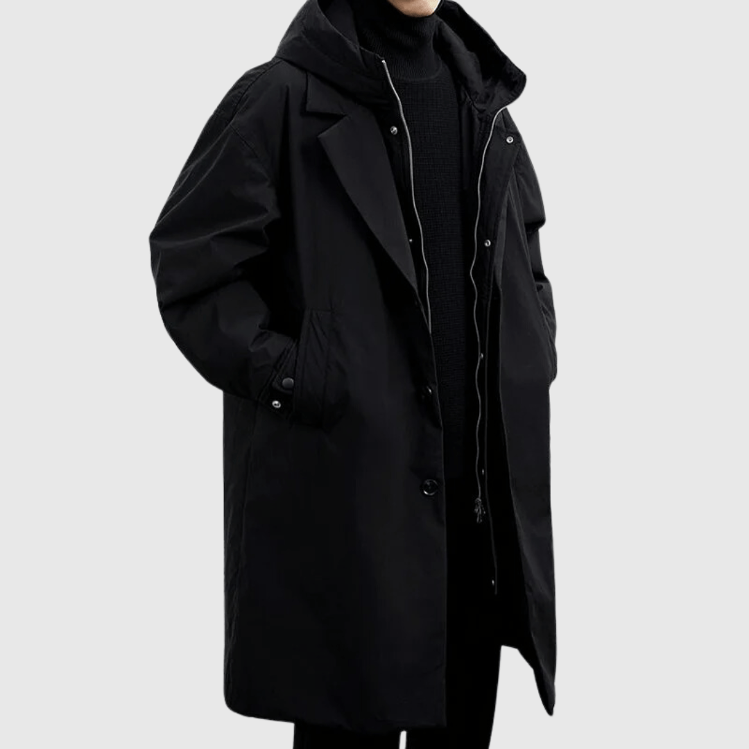Heren Lange Parka Winterjas Zwart