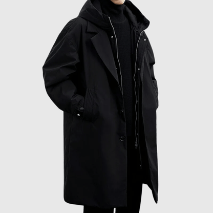 Heren Lange Parka Winterjas Zwart
