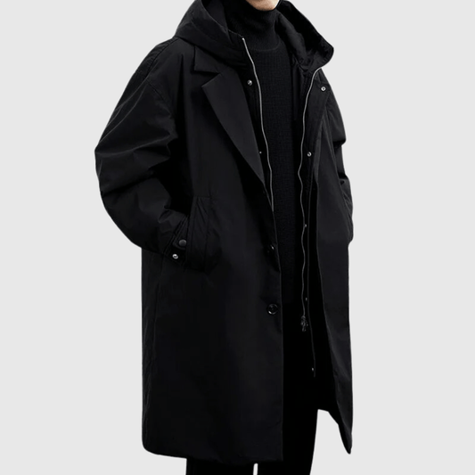Heren Lange Parka Winterjas Zwart