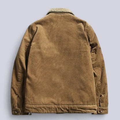 Heren Korte Spijker Winterjas met Fleece Voering en Corduroy Look