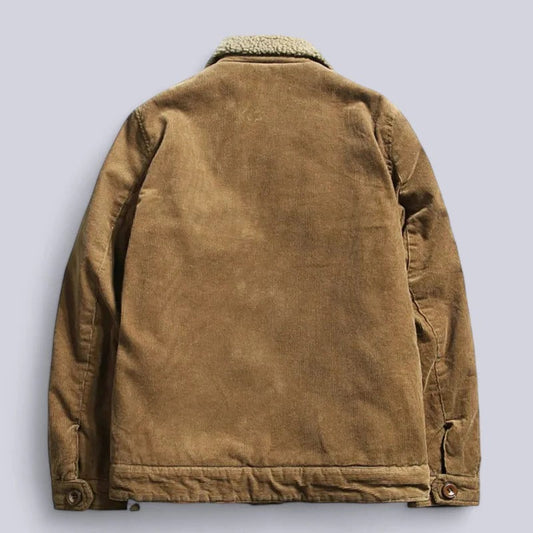 Heren Korte Spijker Winterjas met Fleece Voering en Corduroy Look