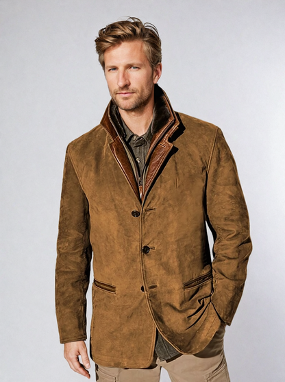 Heren Vintage Stijl Winterjas met Kraag Bruin