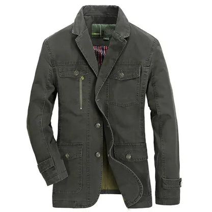 Heren Winterjas met Knoopsluiting en Reverskraag Groen