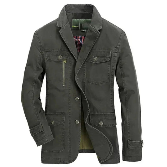 Heren Winterjas met Knoopsluiting en Reverskraag Groen