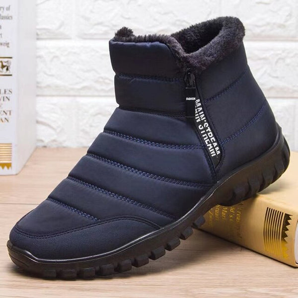 Heren Winterschoenen met Instapmodel, Ritssluiting en Gevoerde Schacht Blauw
