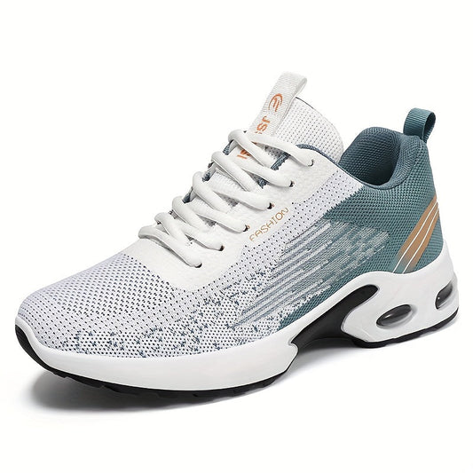 Heren Sportieve Sneakers met Ademend Bovenwerk en Lage Zool Wit Lichtblauw
