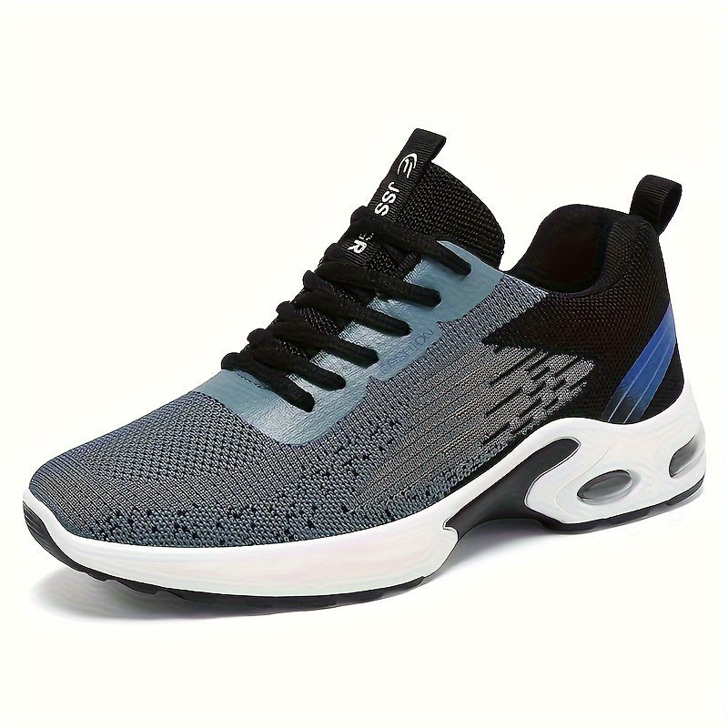 Heren Sportieve Sneakers met Ademend Bovenwerk en Lage Zool Blauw Zwart