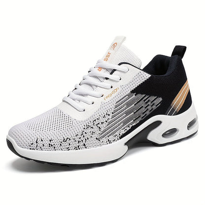 Heren Sportieve Sneakers met Ademend Bovenwerk en Lage Zool Wit Zwart
