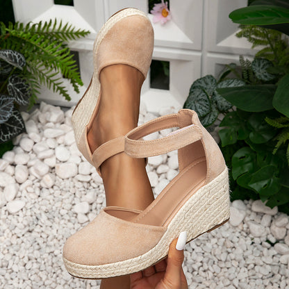 Dames Sandalen met Hak en Verstelbare Enkelband Beige