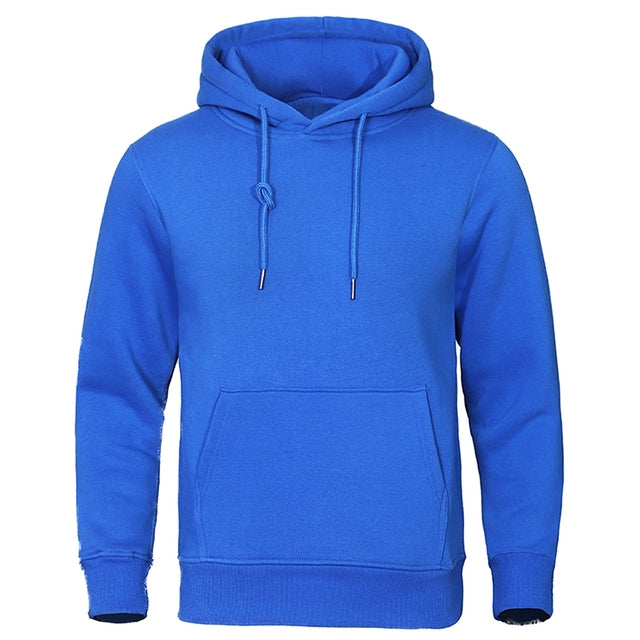 Heren Basic Effen Hoodie met Capuchon Blauw