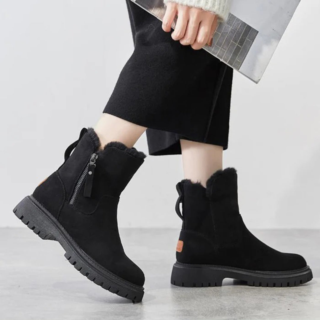 Dames Enkel Boots met Ritssluiting en Blokhak