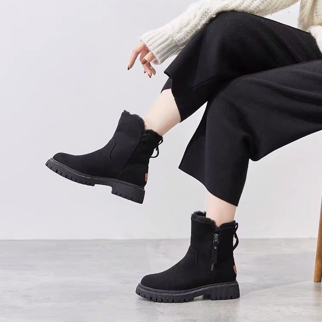 Dames Enkel Boots met Ritssluiting en Blokhak