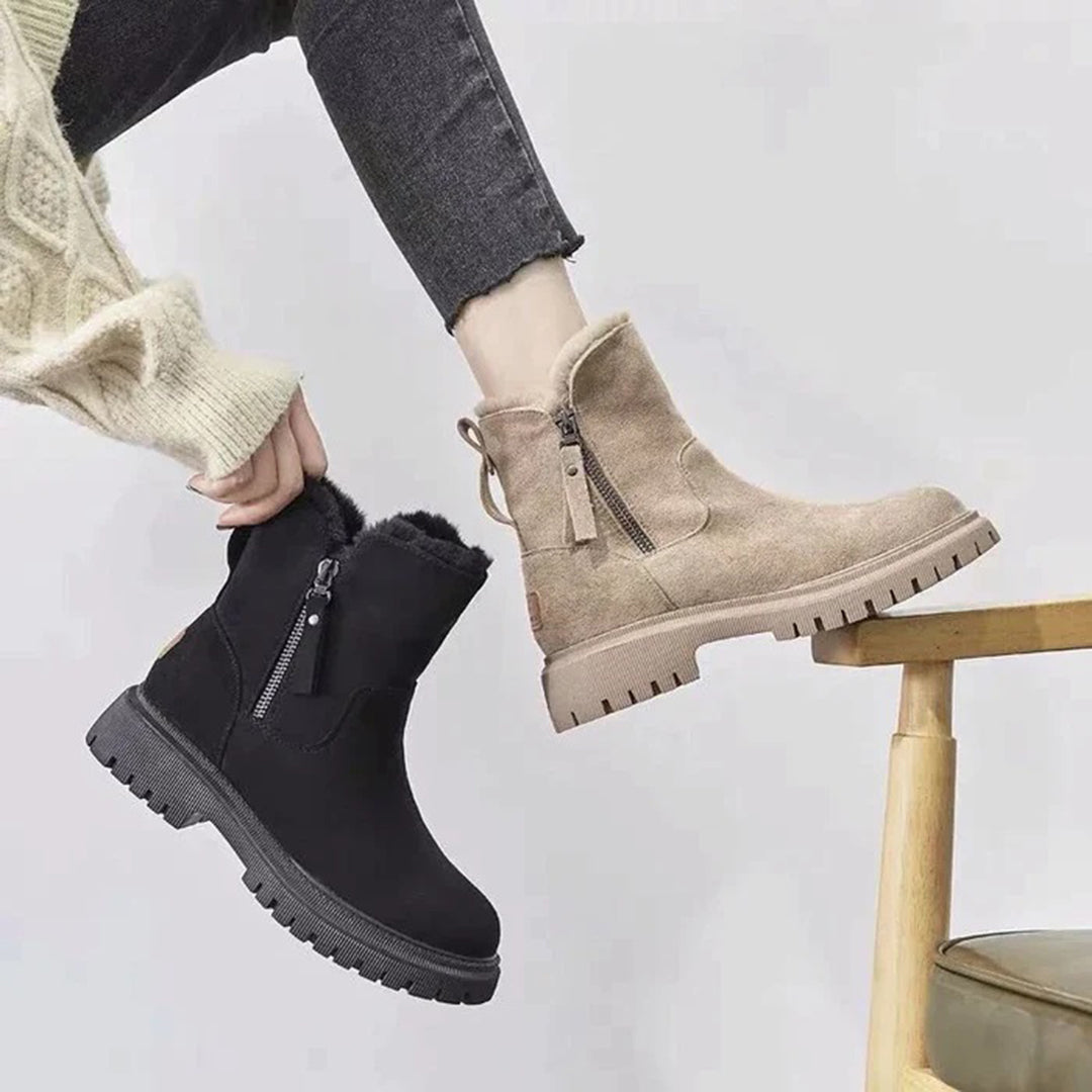 Dames Enkel Boots met Ritssluiting en Blokhak