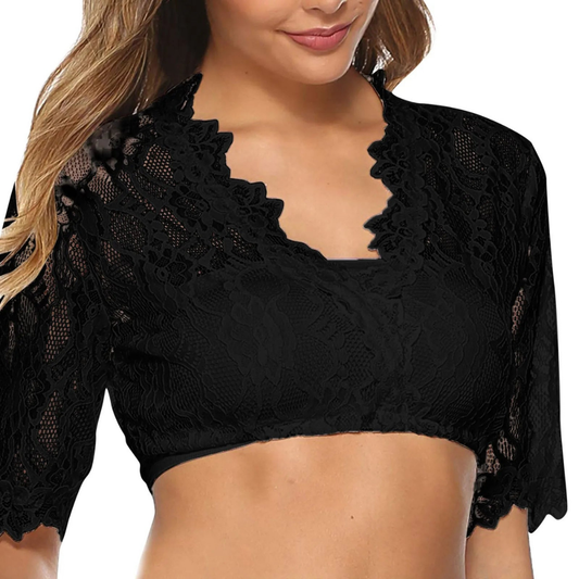 Dames Dirndl Blouse Met Elegante Snit Zwart