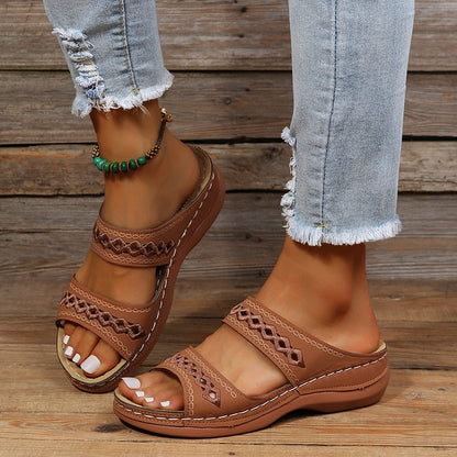 Dames Sandalen Boho Stijl Donkerbruin