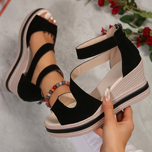 Dames Sleehak Sandalen met Bandjes en Achterrits Zwart