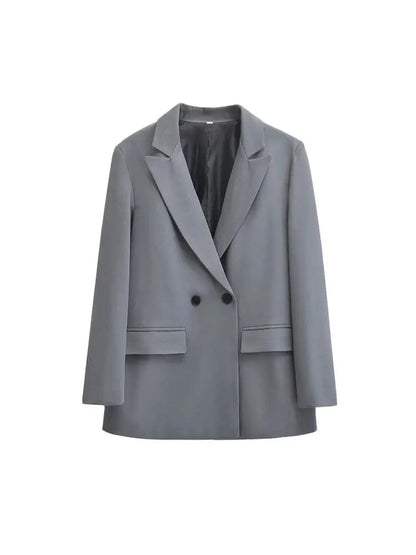 Dames Blazer Double Breasted met Reverskraag en Recht Silhouet