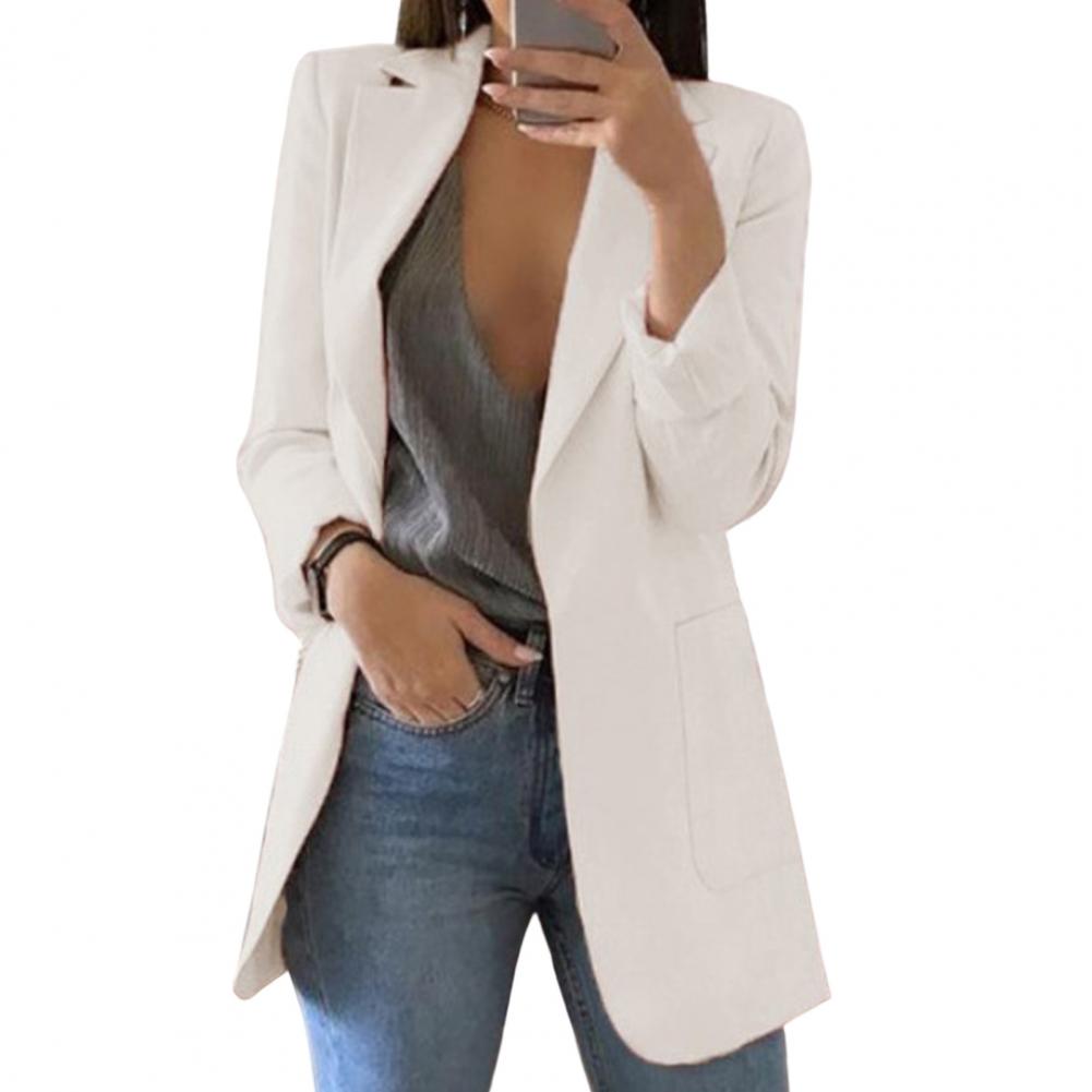 Dames Blazer met Slim Fit en Open Voorkant Wit