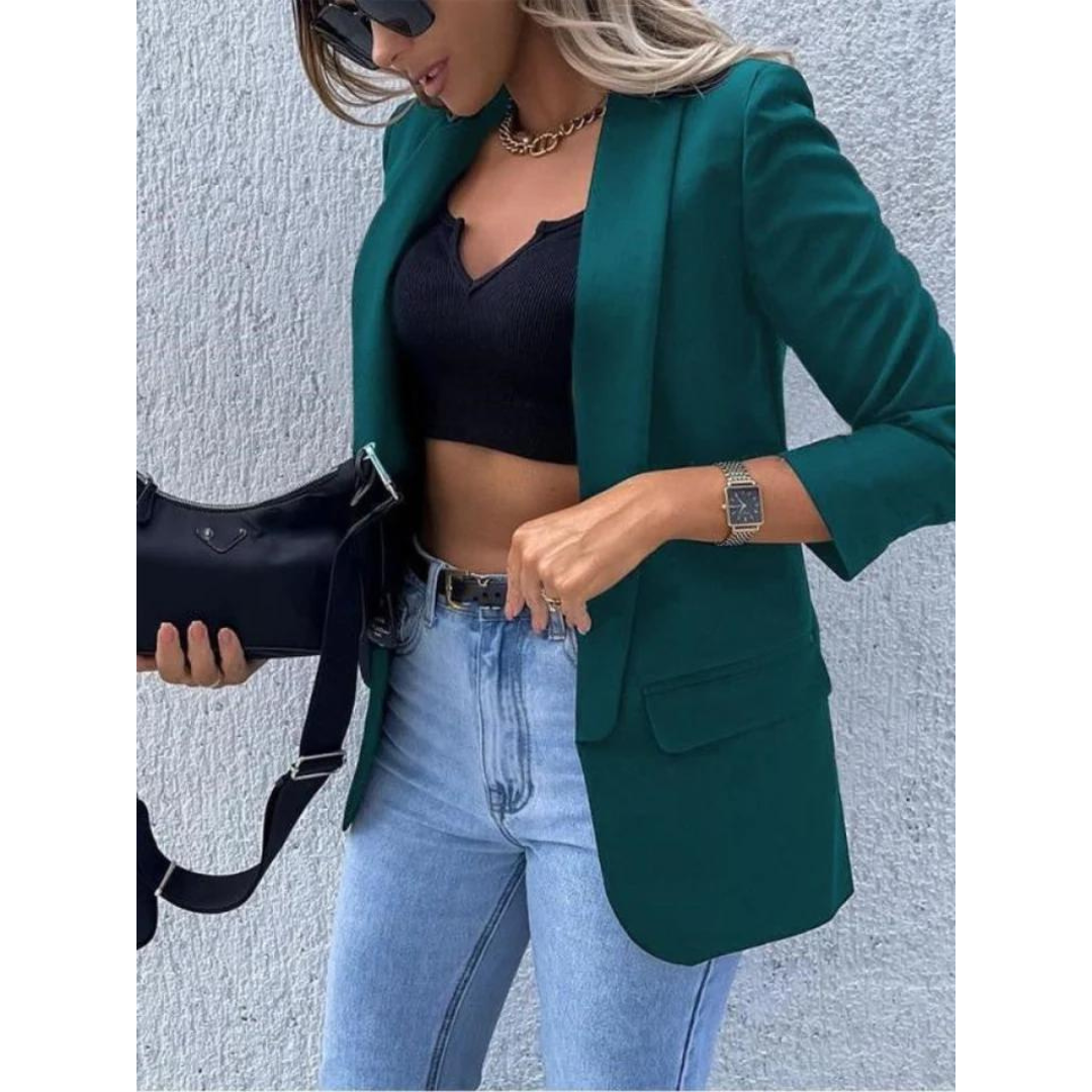 Dames Blazer en Colberts met Open Voorkant Groen