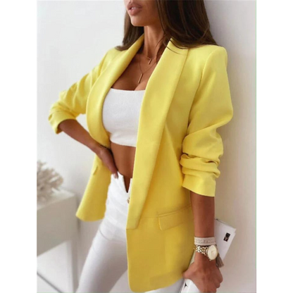 Dames Blazer en Colberts met Open Voorkant Geel