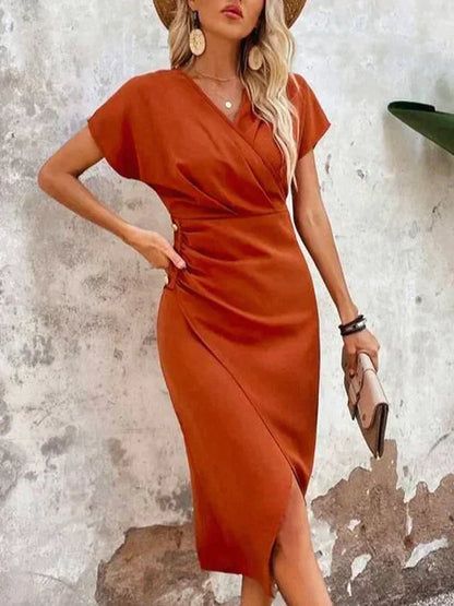 Dames Midi Jurk met Cross-Over Ontwerp