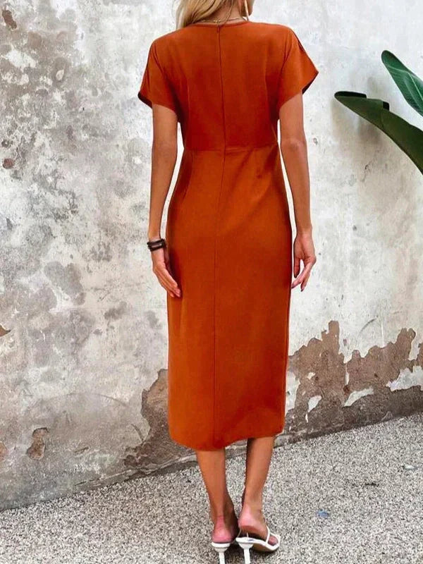Dames Midi Jurk met Cross-Over Ontwerp