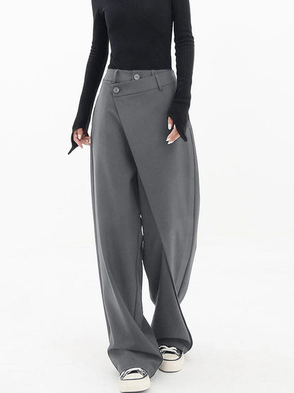 Dames Asymmetrische Broek met Wijde Pijpen Grijs