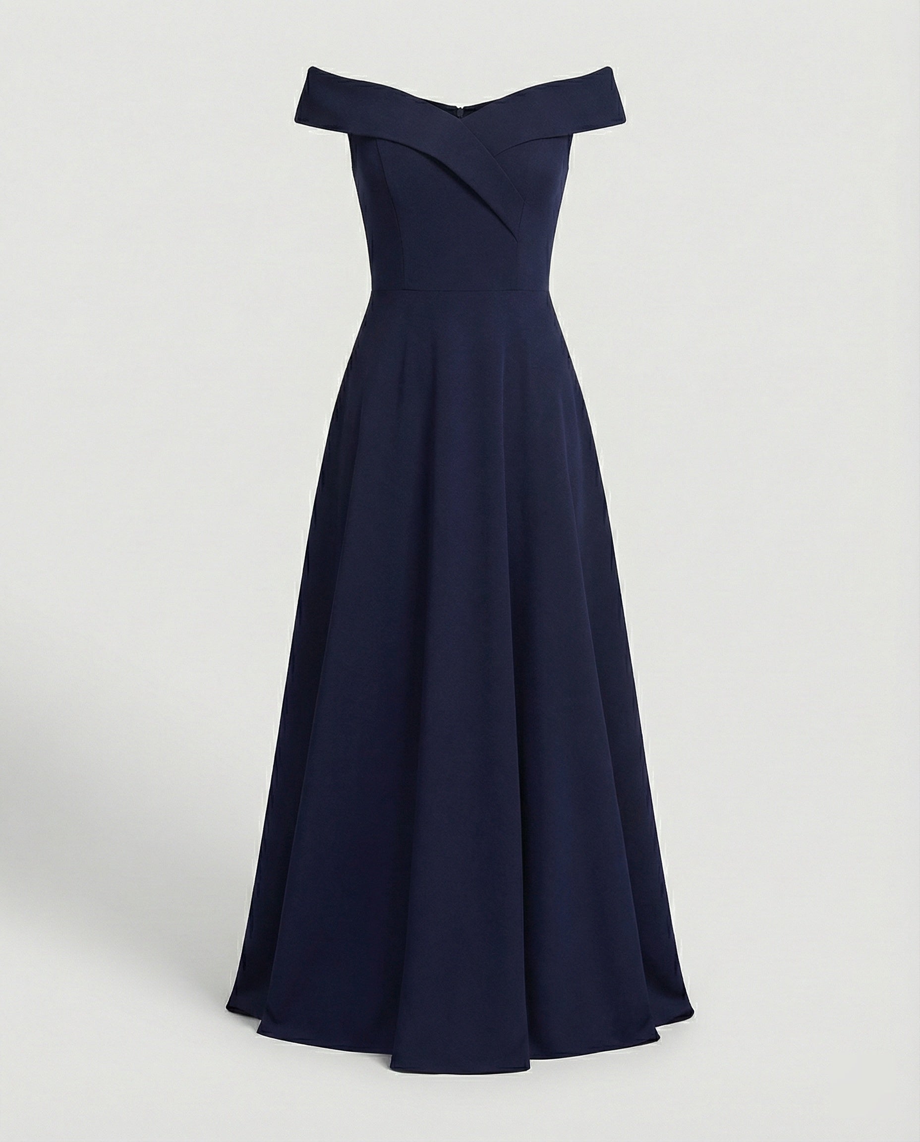 Dames Avondjurk Off-Shoulder met A-lijn en Lange Rok Blauw