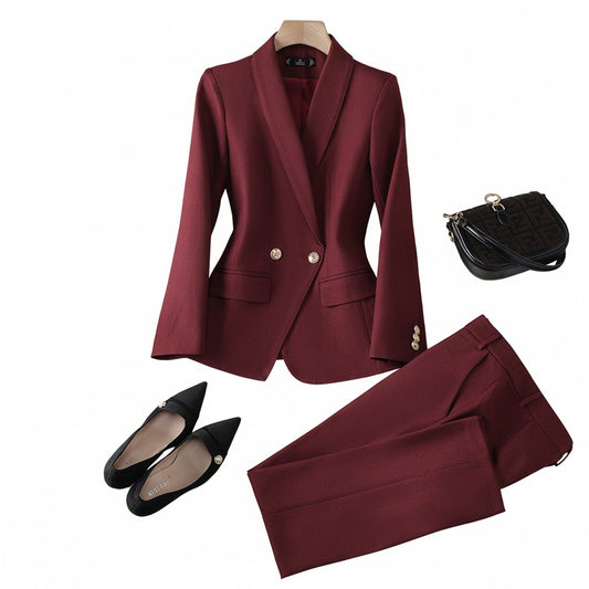 Dames Blazer Getailleerd met Dubbele Knopenrij en V-hals