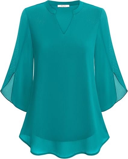 Dames Blouse met V-hals en Transparante Mouwen