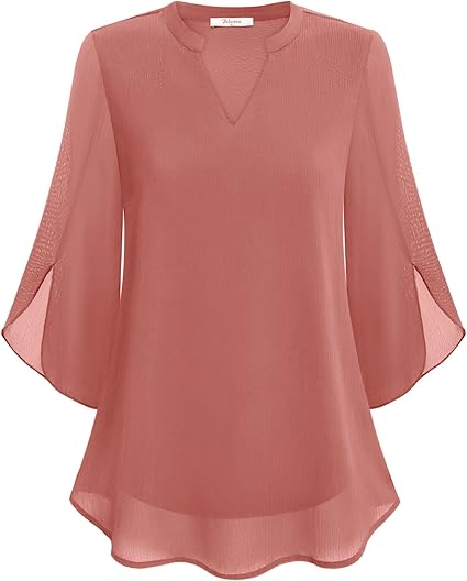 Dames Blouse met V-hals en Transparante Mouwen