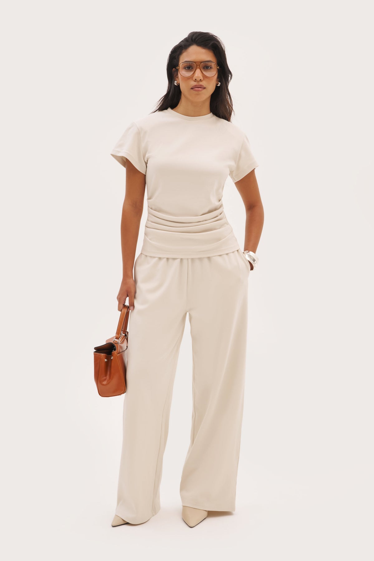 Dames Broek Wide Leg met Elastische Taille en Steekzakken