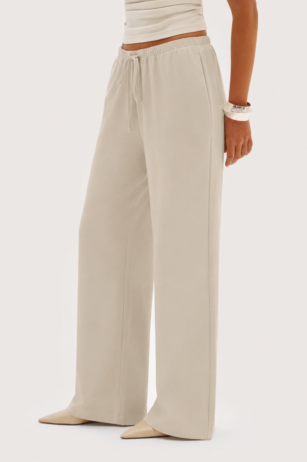 Dames Broek Wide Leg met Elastische Taille en Steekzakken