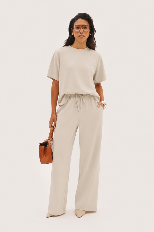 Dames Broek Wide Leg met Elastische Taille en Steekzakken