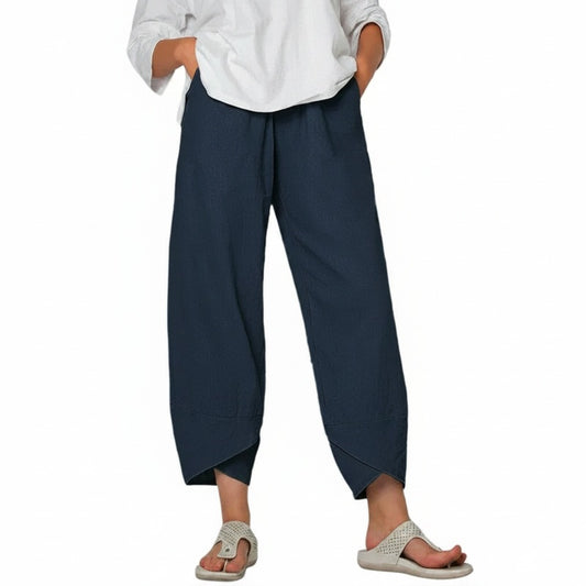 Dames Broek Wijd Model Gekruist Zoomuiteinde en Elastische Taille