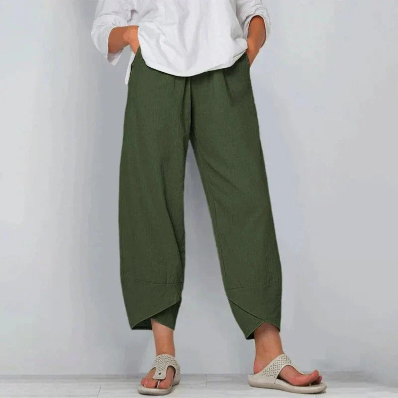 Dames Broek Wijd Model Gekruist Zoomuiteinde en Elastische Taille