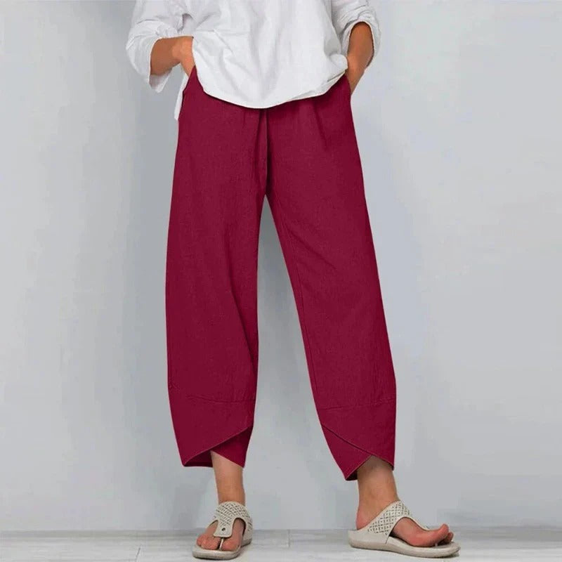 Dames Broek Wijd Model Gekruist Zoomuiteinde en Elastische Taille