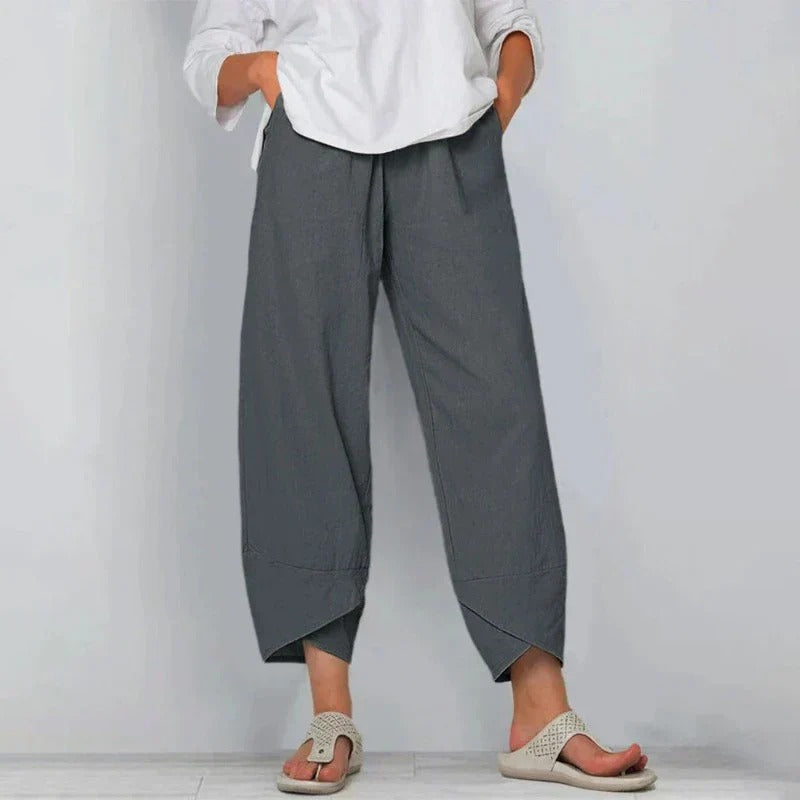 Dames Broek Wijd Model Gekruist Zoomuiteinde en Elastische Taille