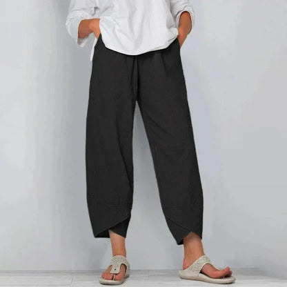Dames Broek Wijd Model Gekruist Zoomuiteinde en Elastische Taille