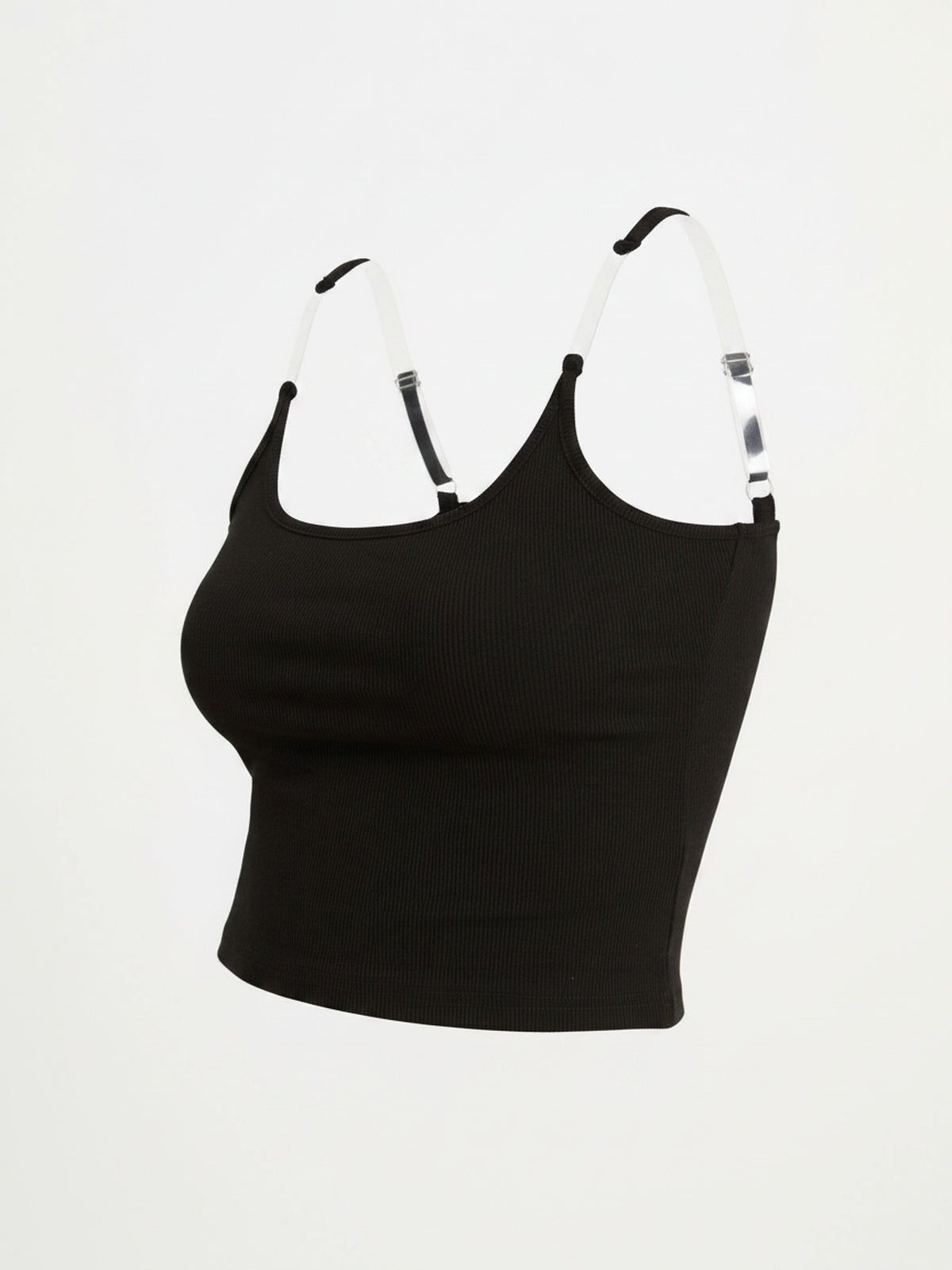 Dames Crop Top Mouwloos met Ronde Hals en Transparante Schouderbandjes