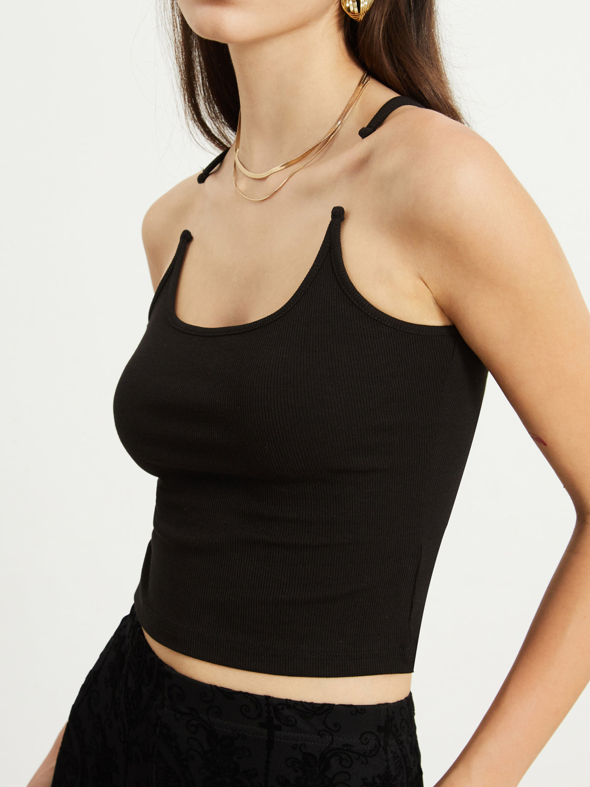 Dames Crop Top Mouwloos met Ronde Hals en Transparante Schouderbandjes