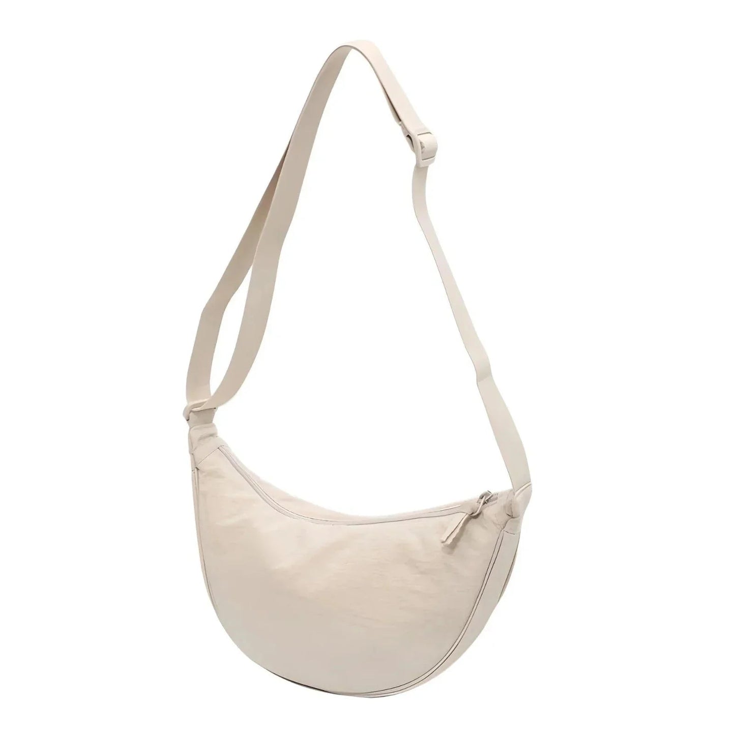 Dames Crossbody Tas Halve Maan Verstelbare Schouderriem Crème