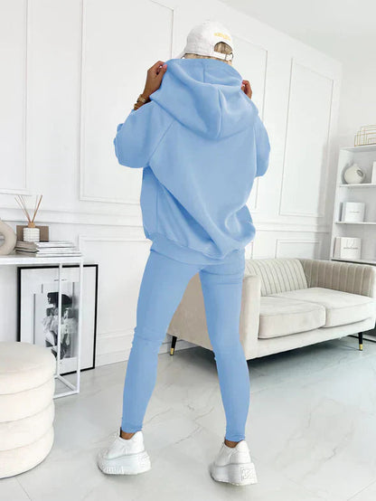 Dames Driedelig Loungewear Set met Oversized Hoodie en Leggings
