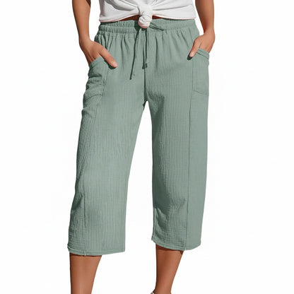 Dames Driekwart Broek met Elastische Taille en Trekkoord