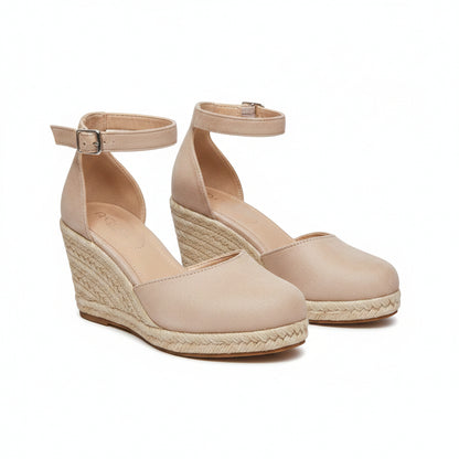 Dames Espadrilles Wedge Sandalen met Gesloten Neus en Enkelbandje
